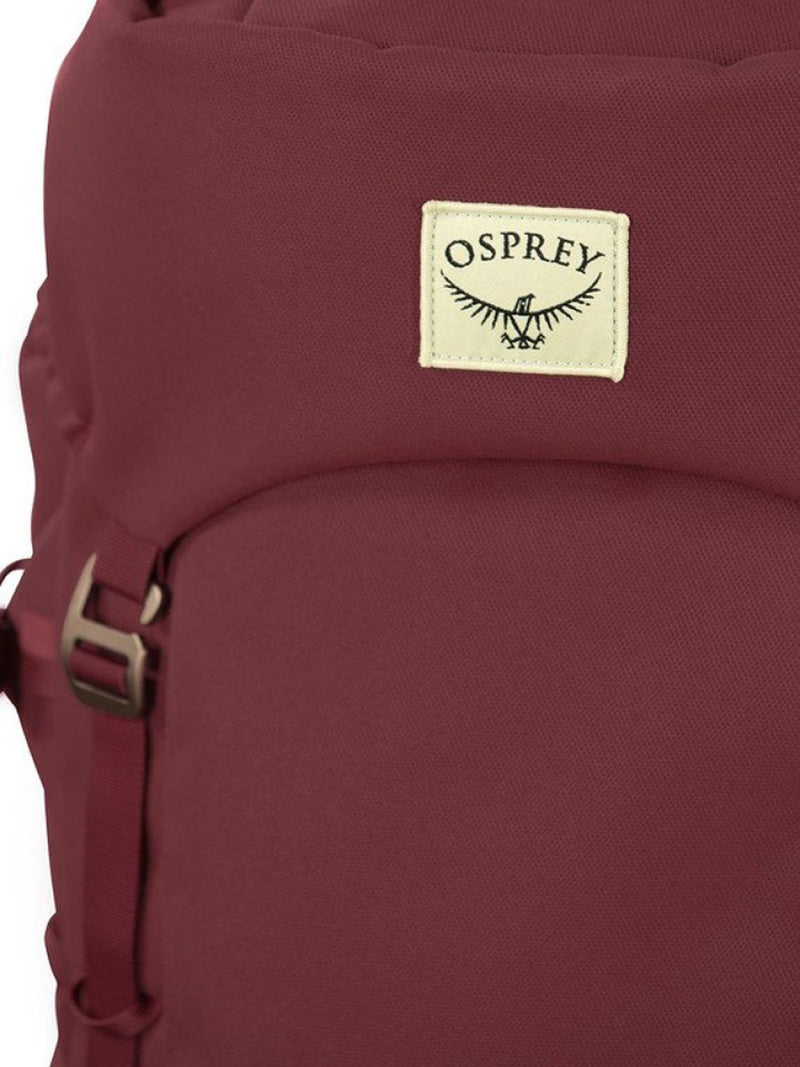Osprey Archeon Women's 45 Litre backpack mud red front lid buckle - The Climbing Shop