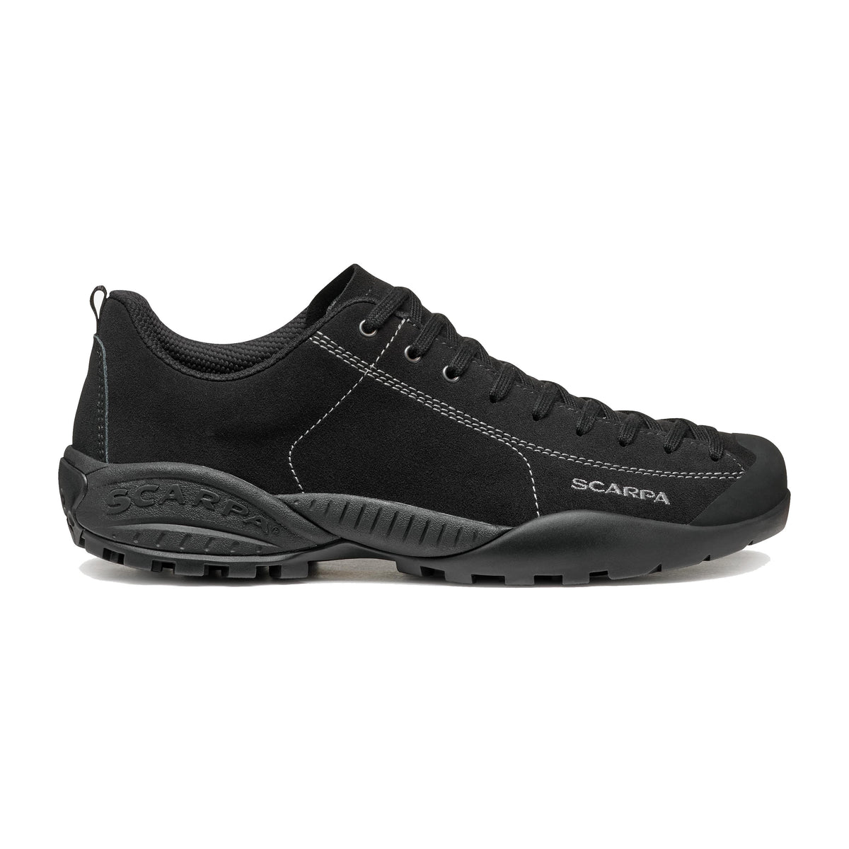 Scarpa Mojito Black approach shoe - outside view - The Climbing Shop