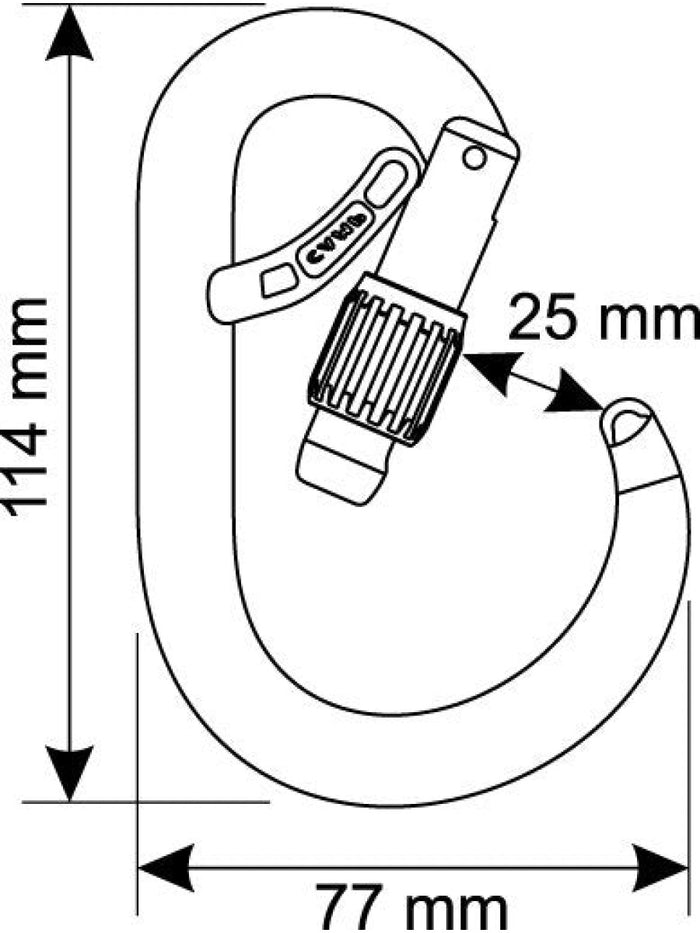 Camp Core Belay Lock Carabiner - dimensions - The Climbing Shop