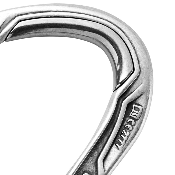 Edelrid Bulletproof Eco screwgate locking climbing carabiner - closeup of steel insert - The Climbing Shop