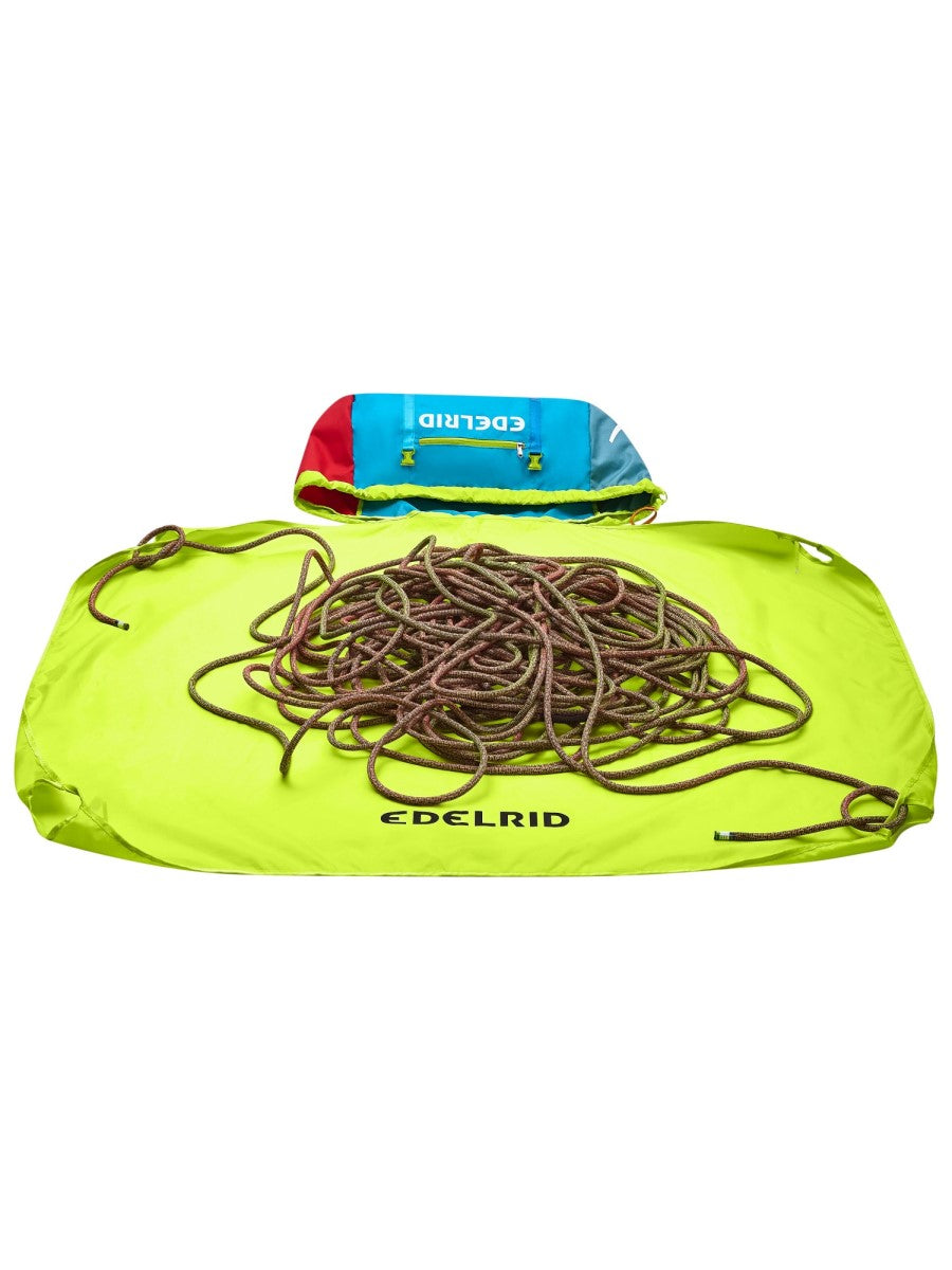 Edelrid Drone Rope Bag - open with rope on tarp - The Climbing Shop