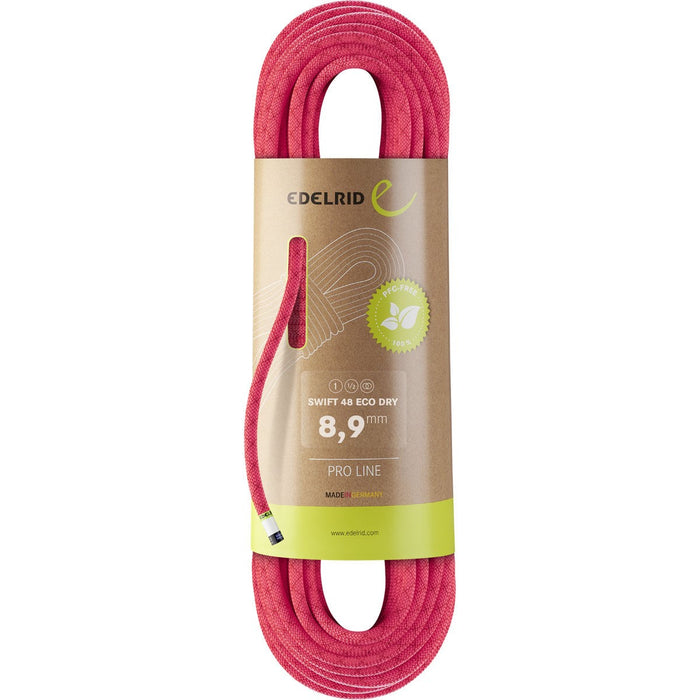 Edelrid Swift 48 Eco Dry pink triple rated dynamic climbing rope - The Climbing Shop
