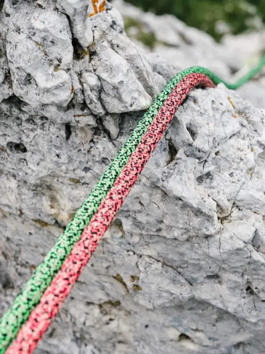 Edelrid Swift Protect Pr triple rated dynamic climbing rope running over rock - The Climbing Shop