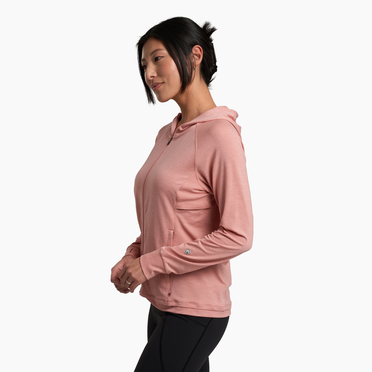 Kuhl Inspira Women's Full Zip Hoody Coral Rose - side view - The Climbing Shop