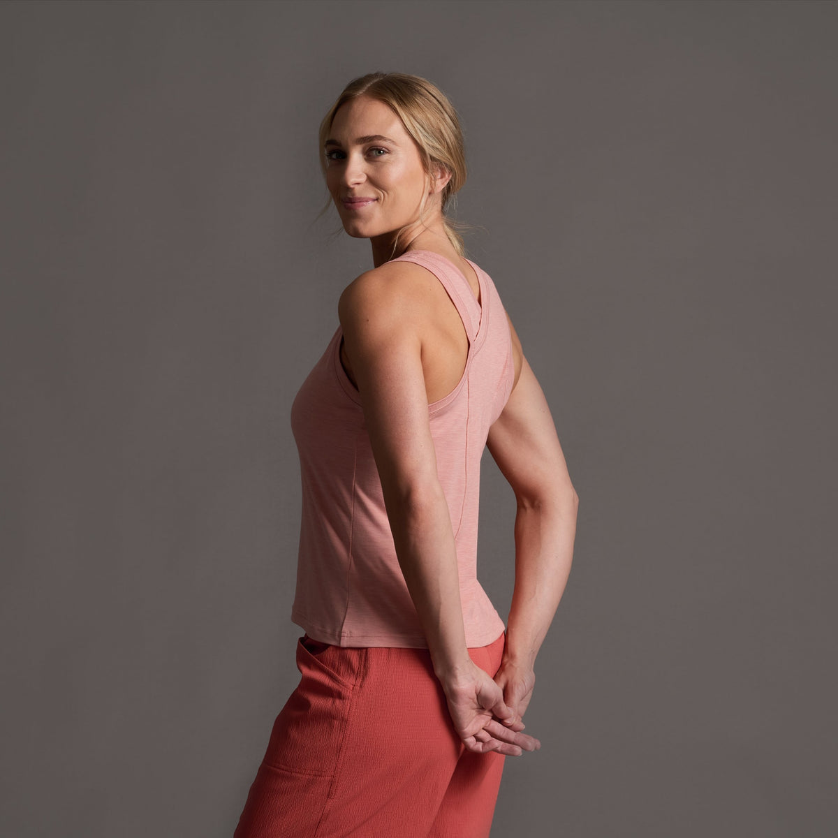 Kuhl Inspira Racr Women's Tank top Coral Rose - side view - The Climbing Shop