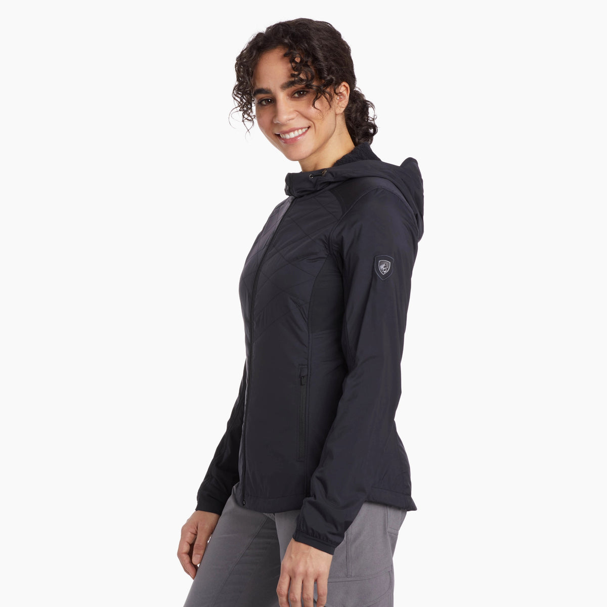 Kuhl The One Women's Hooded Jacket Raven - side view - The Climbing Shop