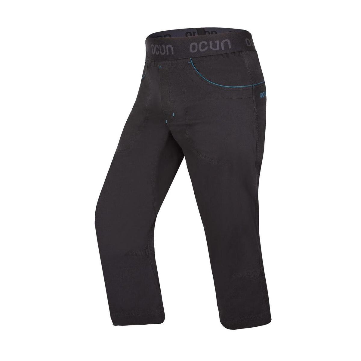 Ocun Jaws Three Quarter Length Climbing | Bouldering Pants Black Caviar front view - The Climbing Shop