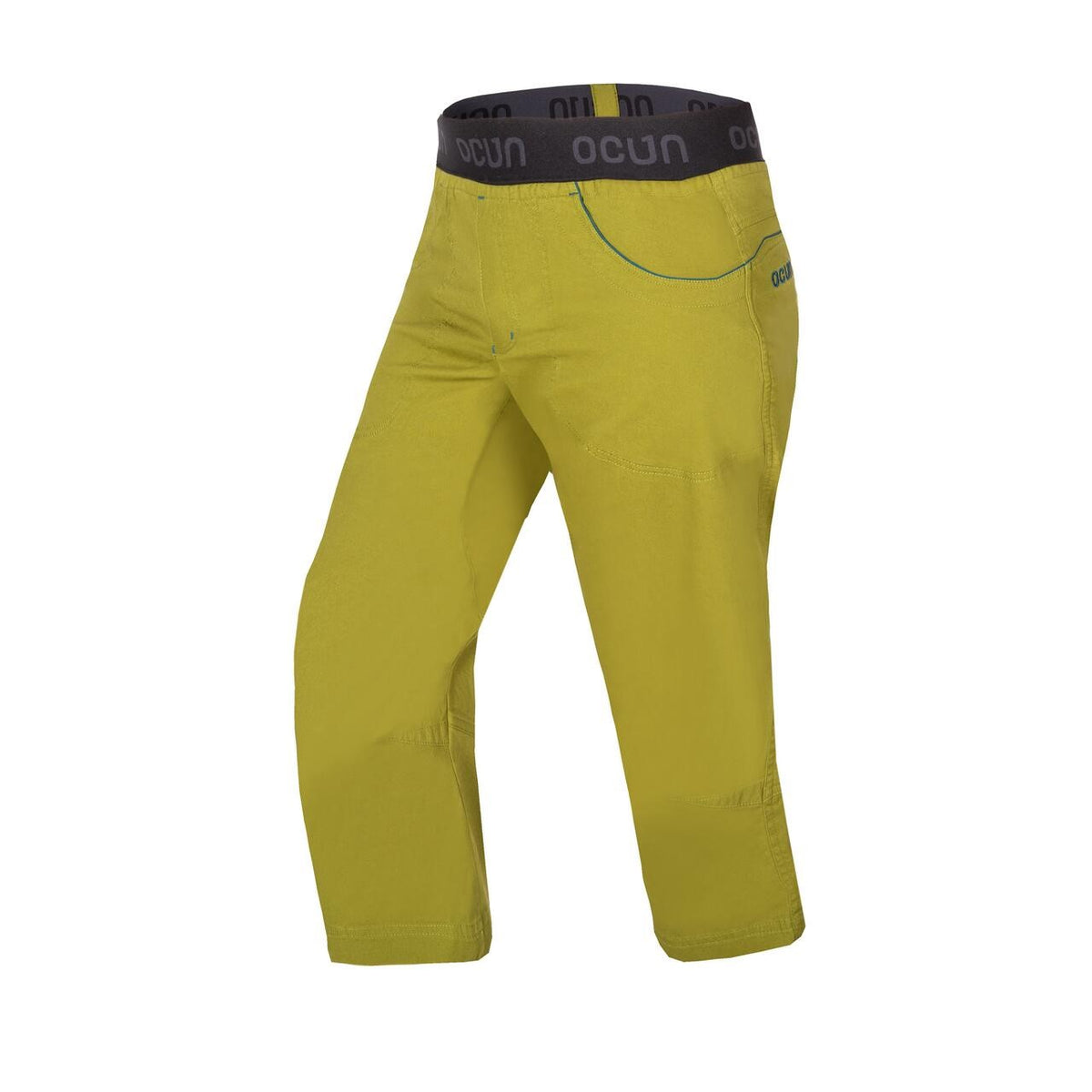 Ocun Jaws Three Quarter Length Climbing | Bouldering Pants Green Avocado front view - The Climbing Shop