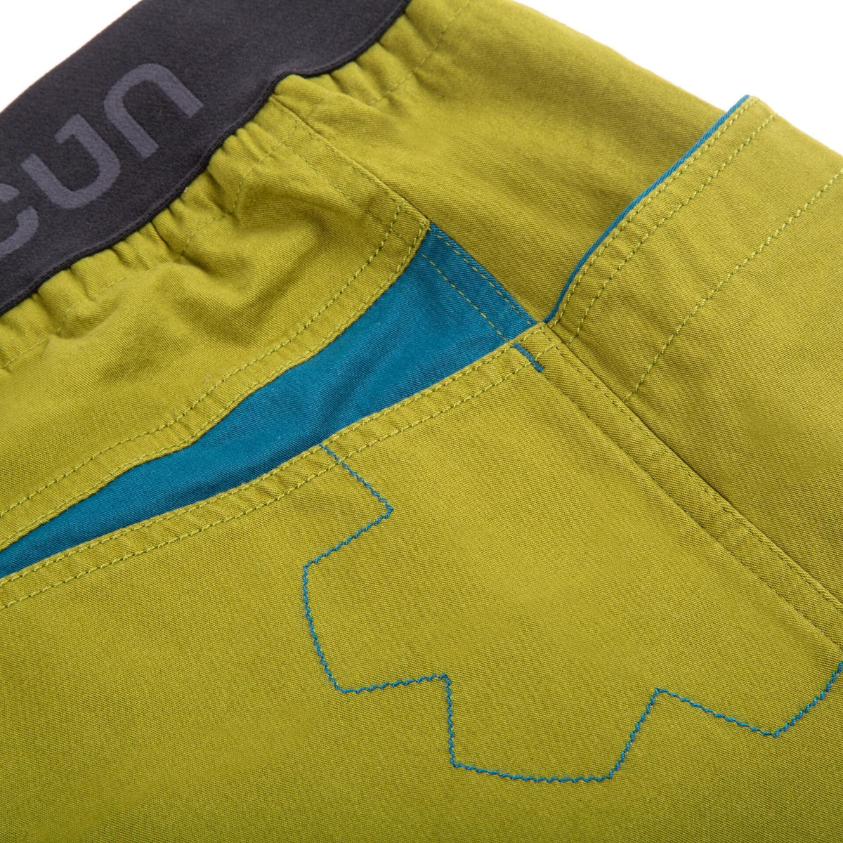 Ocun Jaws Climbing | Bouldering Pant Green Avocado - close up of back pocket - The Climbing Shop