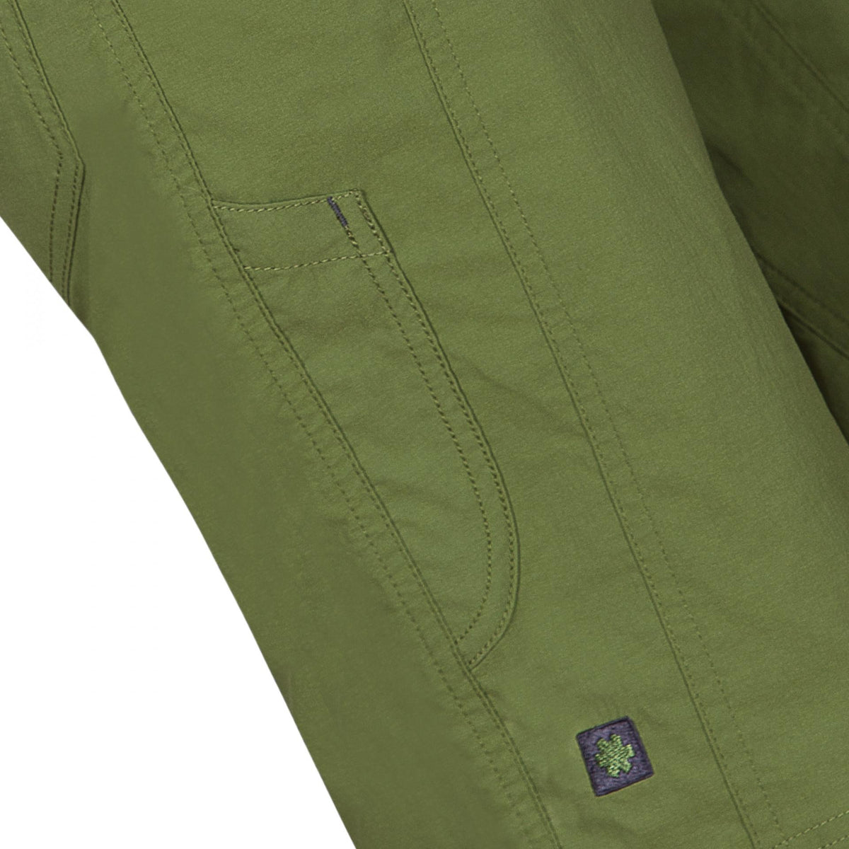 Ocun Mania Short brush pocket close up - Green Lime - The Climbing Shop