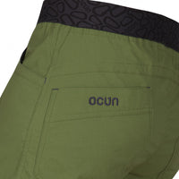 Ocun Mania Short rear pocket close up - Green Lime - The Climbing Shop