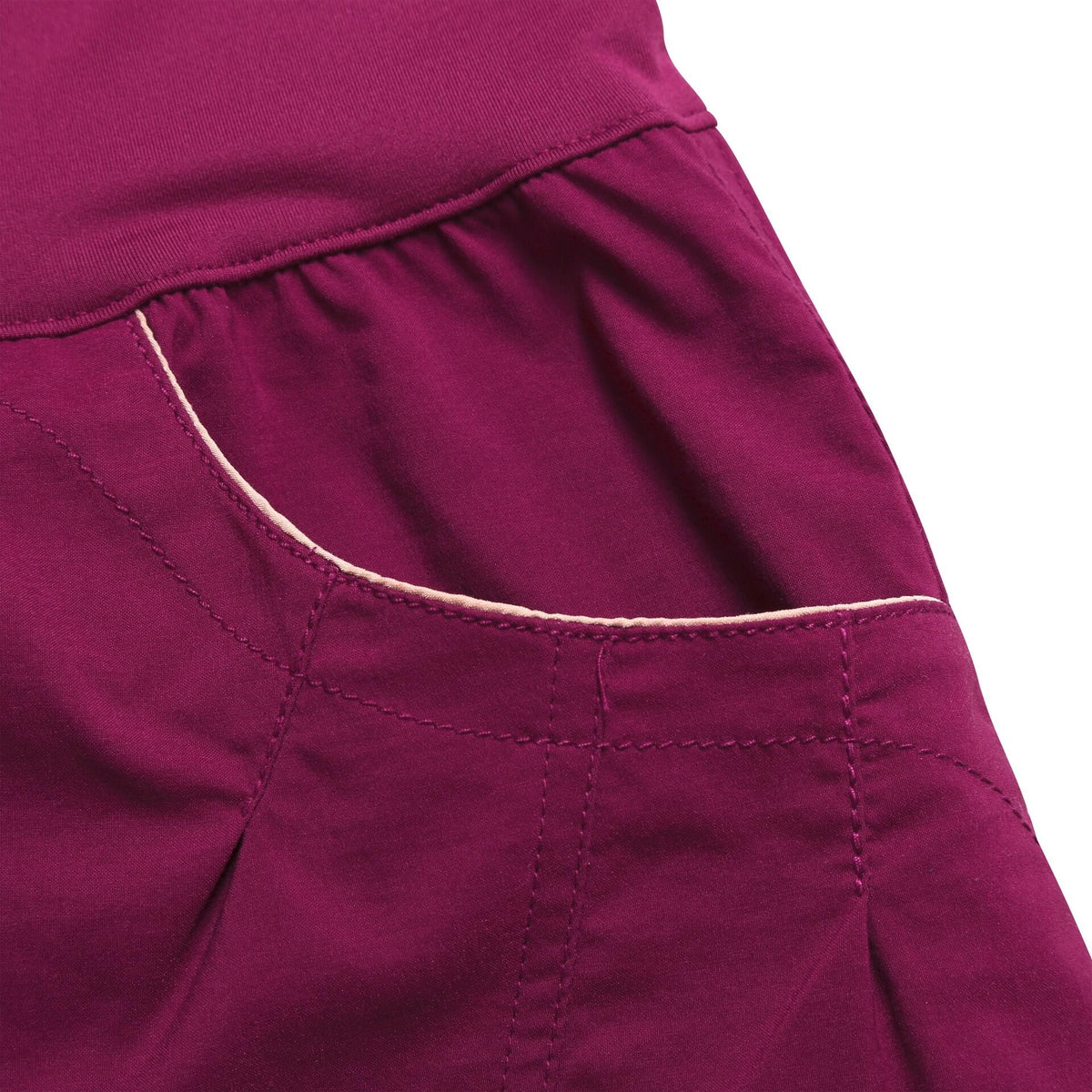 Ocun Noya Climbing | Bouldering Short Wine Rhodoendron - close up of front pocket - The Climbing Shop