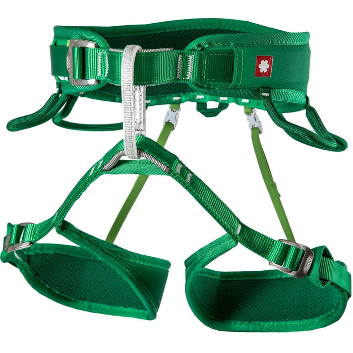 Ocun Twist climbing harness green - front view - The Climbing Shop