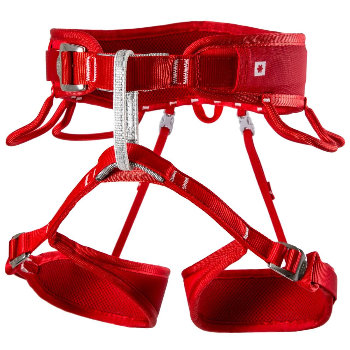 Ocun Twist climbing harness red - front view - The Climbing Shop
