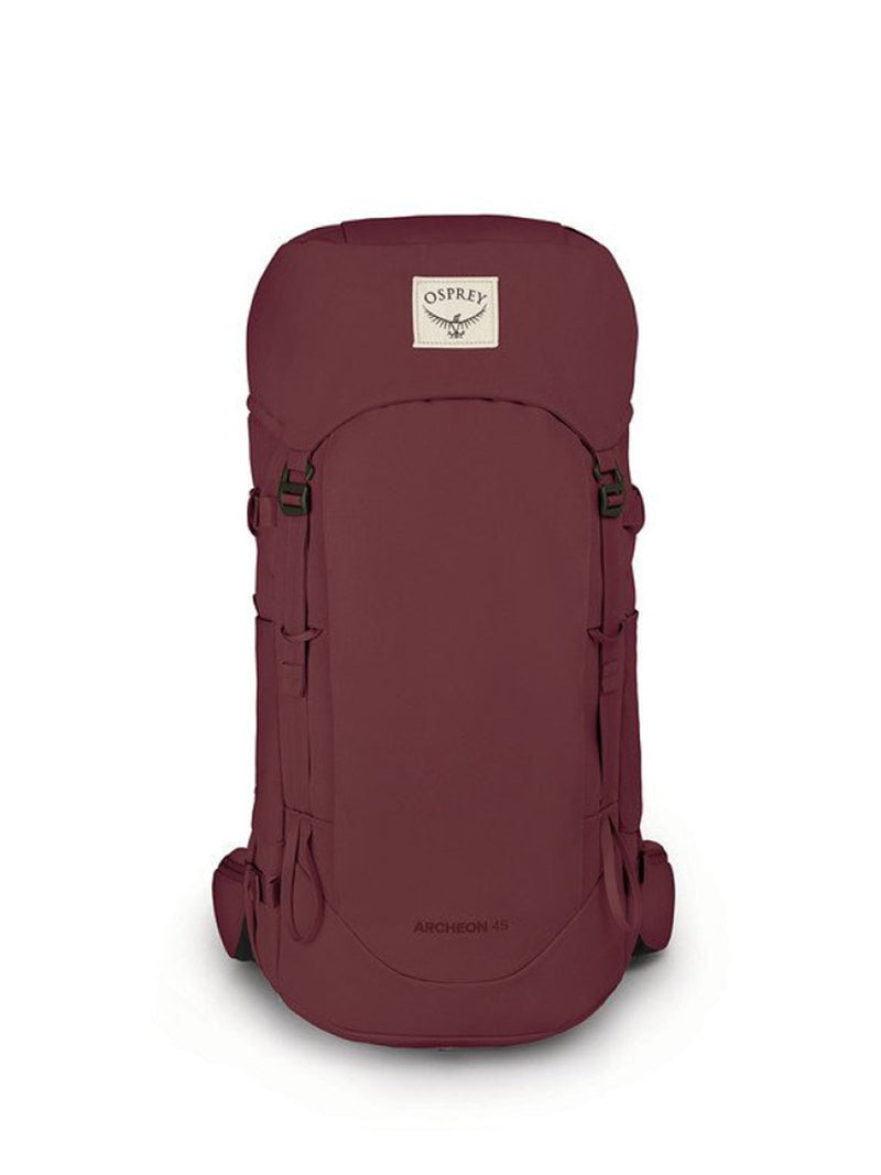 Osprey Archeon Women's 45 Litre backpack mud red front view - The Climbing Shop