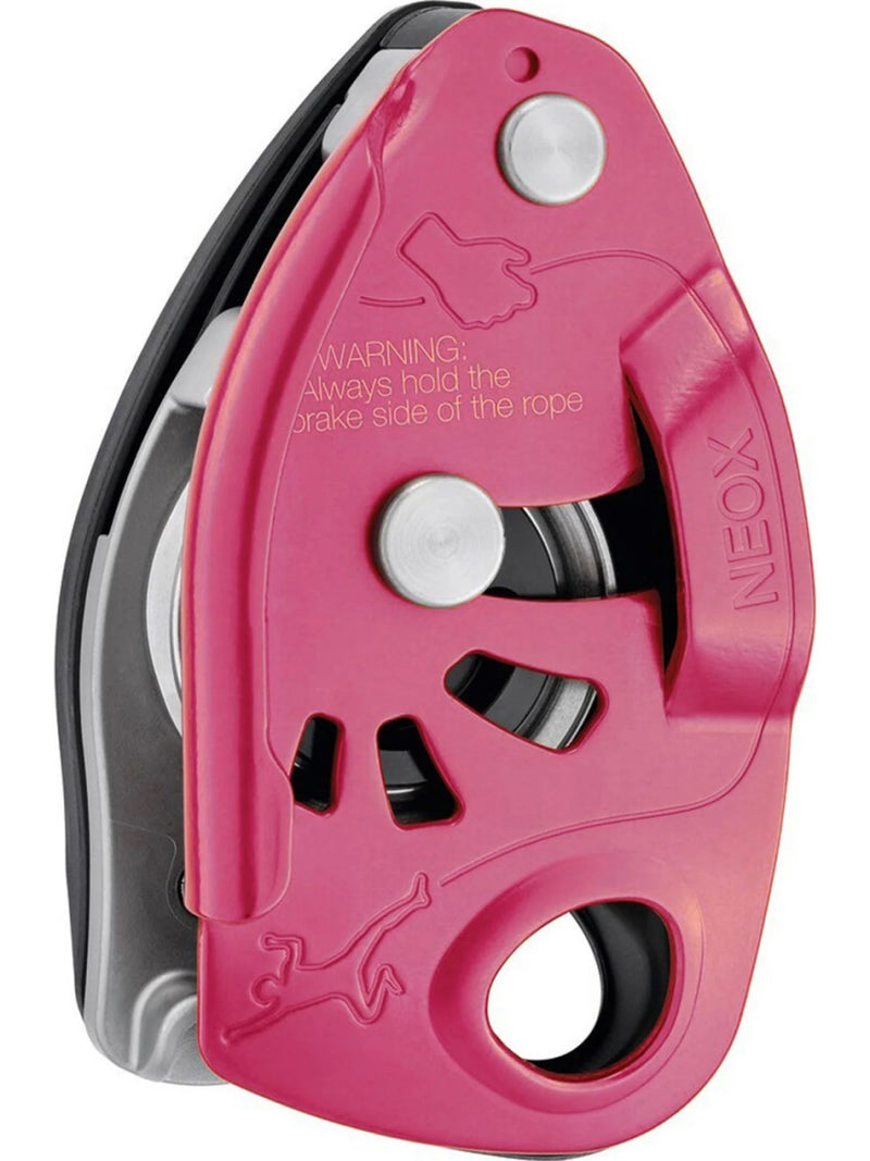 Petzl Neox Assisted Breaking belay device - pink - The Climbing Shop