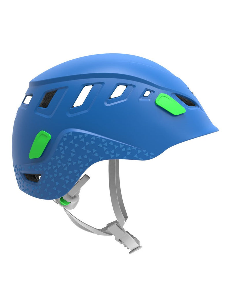 Petzl Picchu Kids Climbing / Bicycle Helmet - blue side view - The Climbing Shop