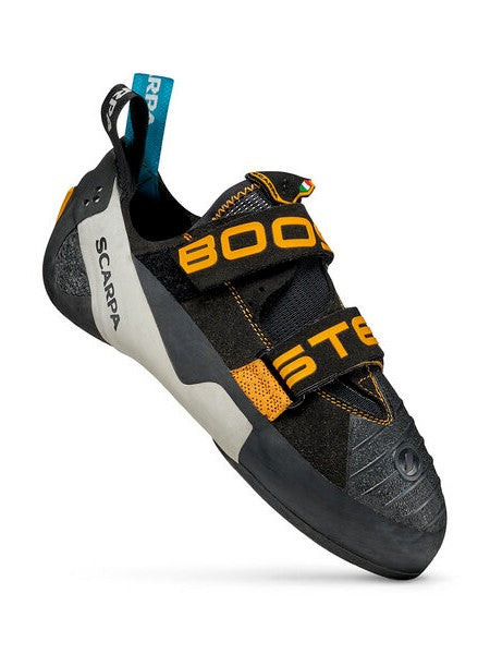 Scarpa Booster climbing | bouldering shoe - 45 degree toe forward outside view - The Climbing Shop