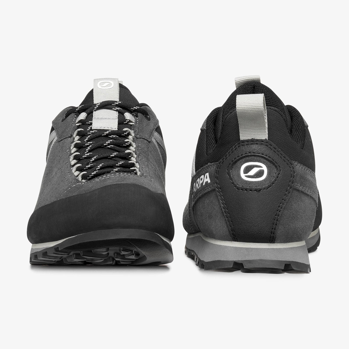 Scarpa Crux 2 Approach Shoe Shark Light Olive -view of a pair heel to toe - The Climbing Shop