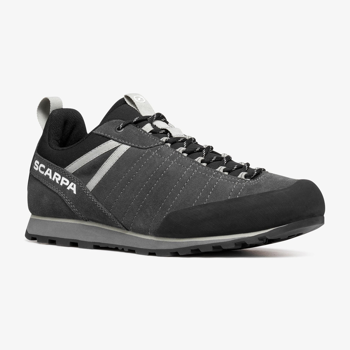 Scarpa Crux 2 Approach Shoe Shark Light Olive - 45 degree view with the toe pointing - The Climbing Shop