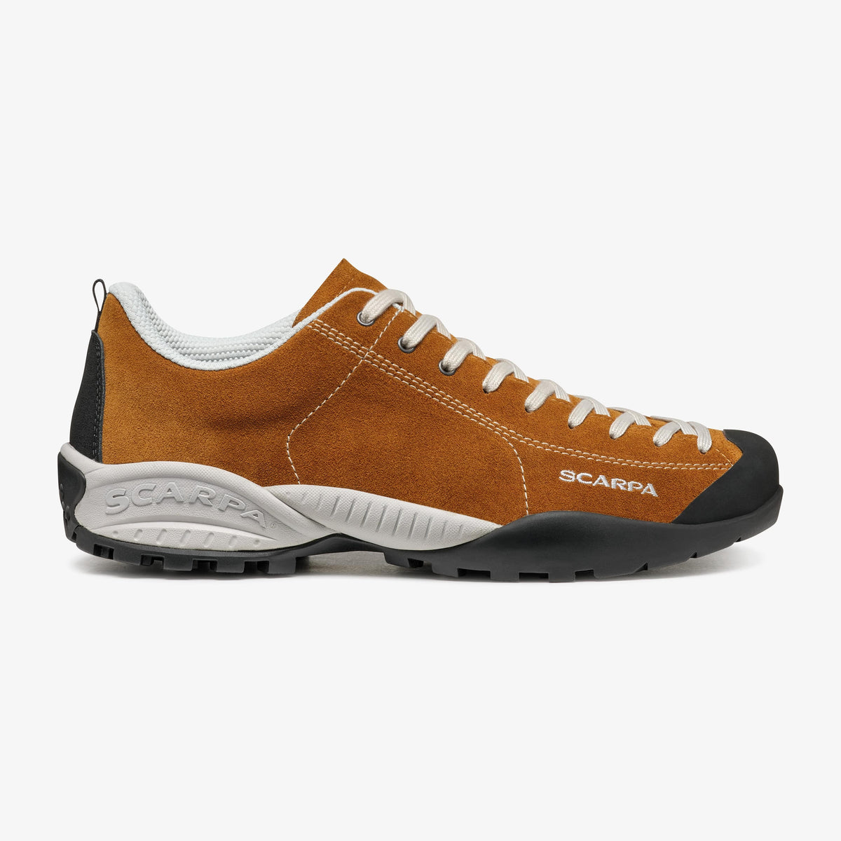 Scarpa Mojito Burnt approach shoe - outside side view - The Climbing Shop