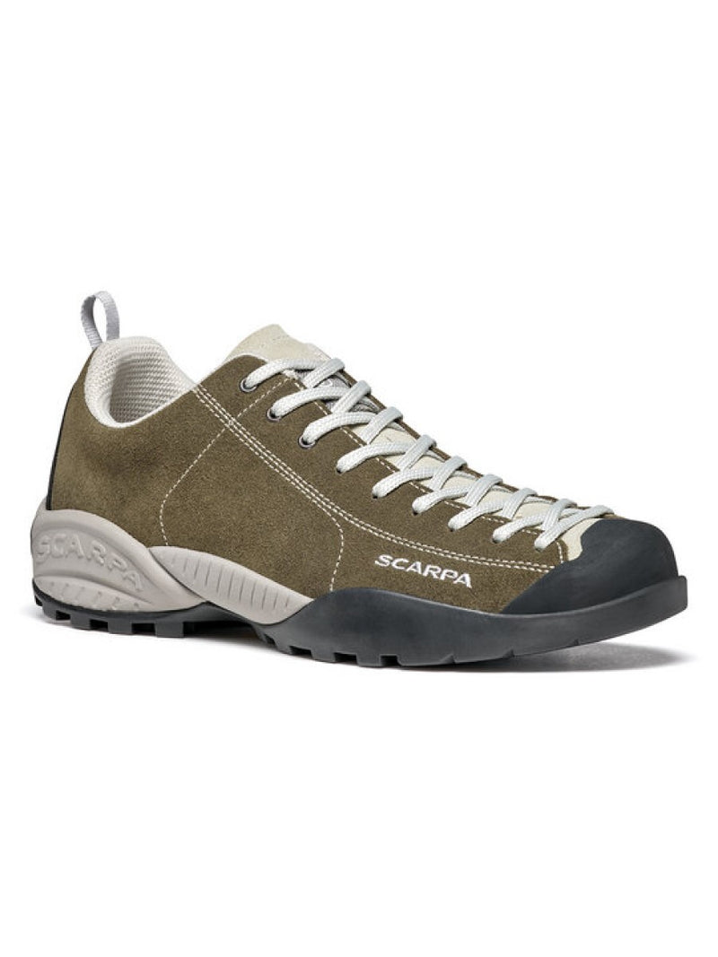 Scarpa Mojito Dark Olive approach shoe 45 degree outside view - The Climbing Shop