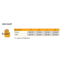 Singing Rock Craggy crack climbing gloves - sizing chart - The Climbing Shop