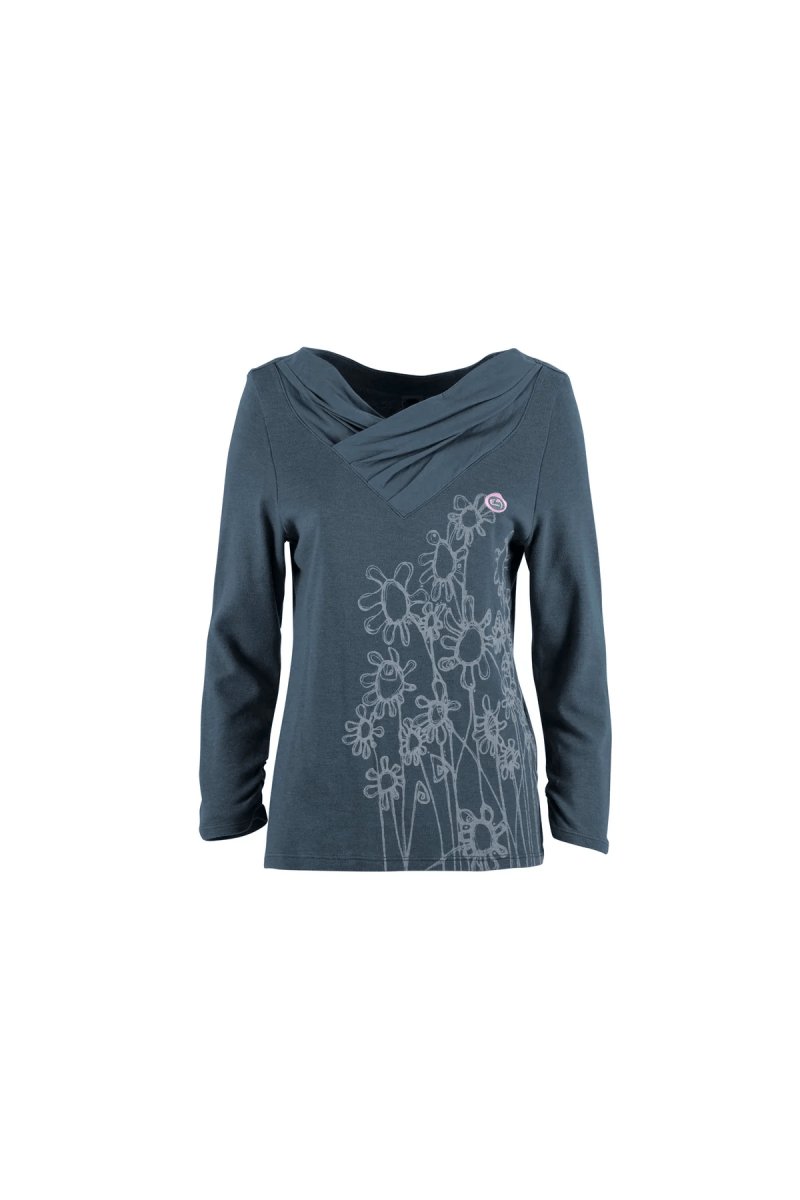 E9 Alys Womens Long Sleeve Tee - SM - Vintage Blue - The Climbing Shop