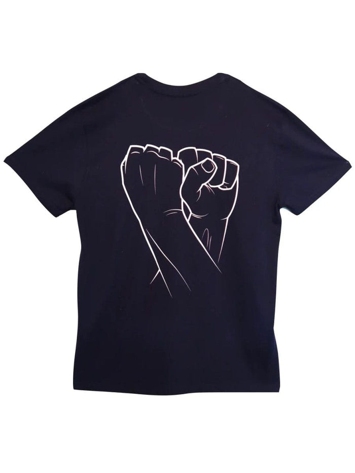 Wide Boyz T-shirt Double Fist Stack - Navy - XS - The Climbing Shop