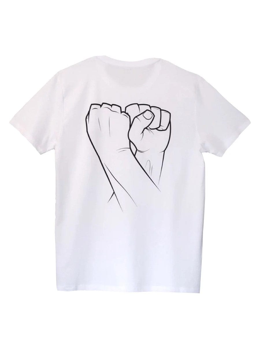 Wide Boyz T-shirt Double Fist Stack - White - XS - The Climbing Shop